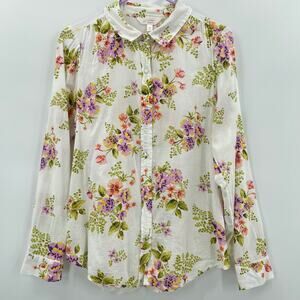 Lauren Conrad Floral Button-up‎ Blouse, Sz. M, Spring Coquette Feminine Girly